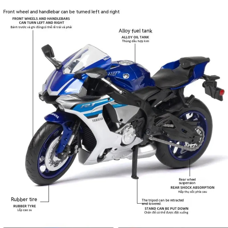 1:12 Scale Motorcycle Model Die Cast Metal with Plastic Parts Motorcycle 2020 YAMAHA YZF-R6-EXPROTAS