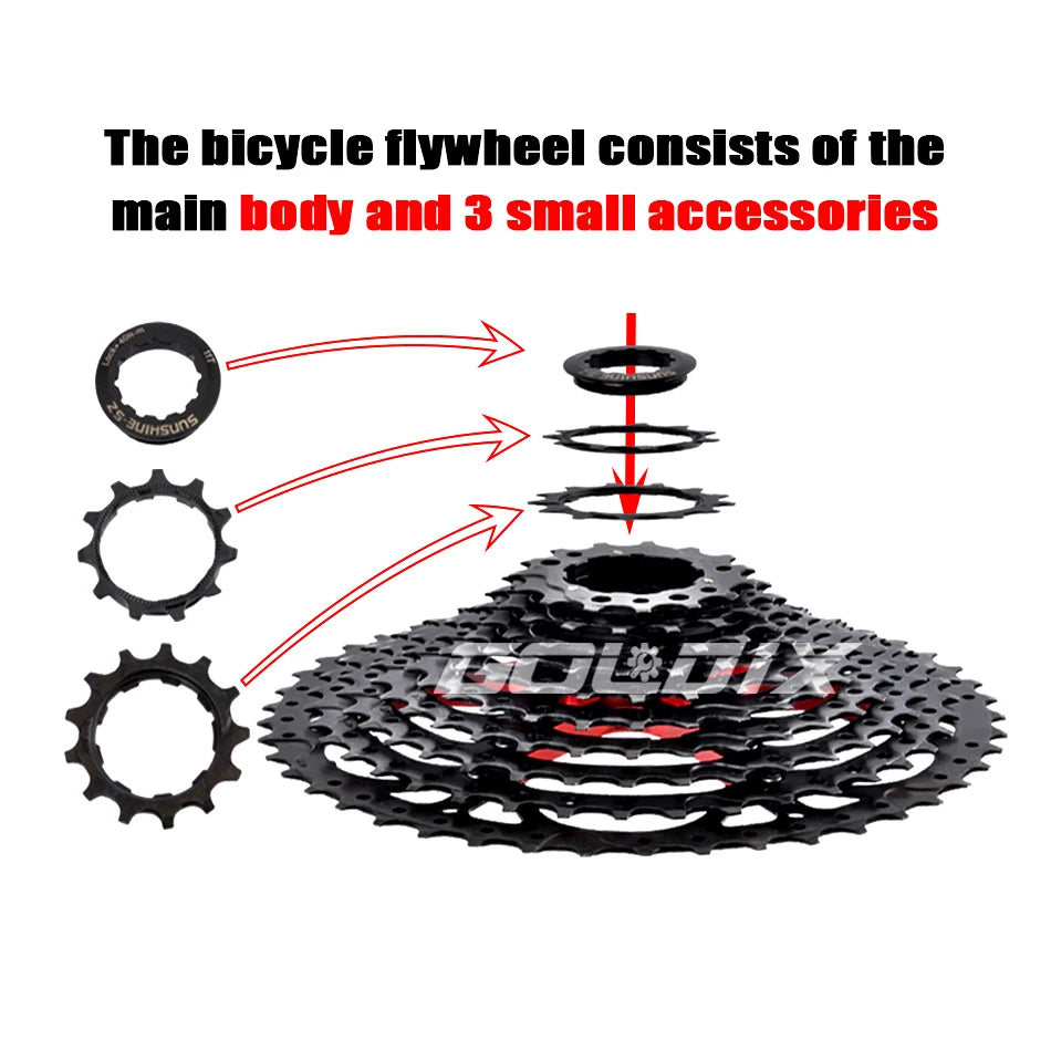 SUNSHINE MTB Cassette Shimano HG 8–12 Speed Wide Range Black Sprocket - EXPROTAS