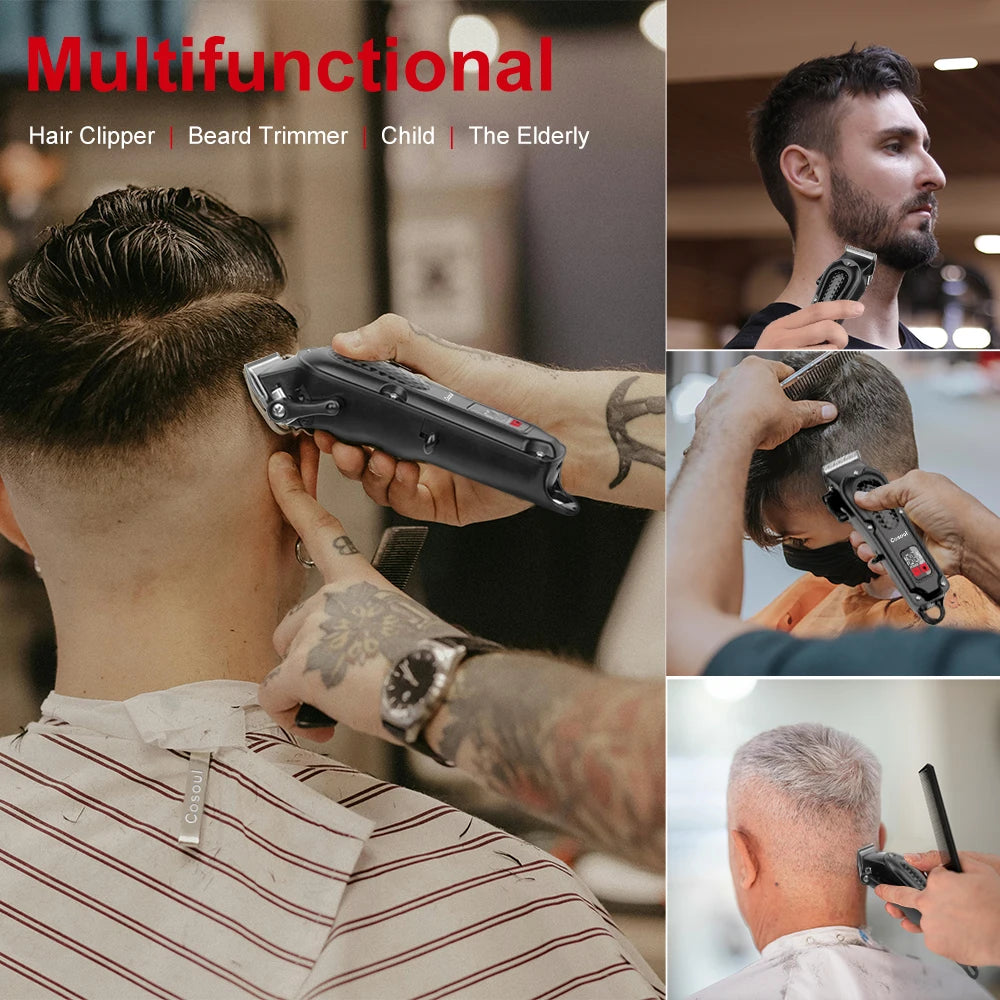 Big Capacity Battery Electric Hair Trimmer Cordless Beard Clippers Men LED