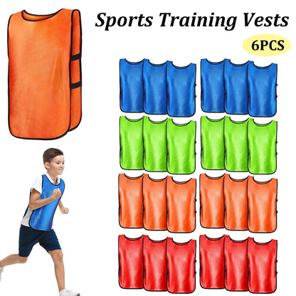 6PCS Pinnies Quick Drying Soccer Football Training Vests Youth Sports