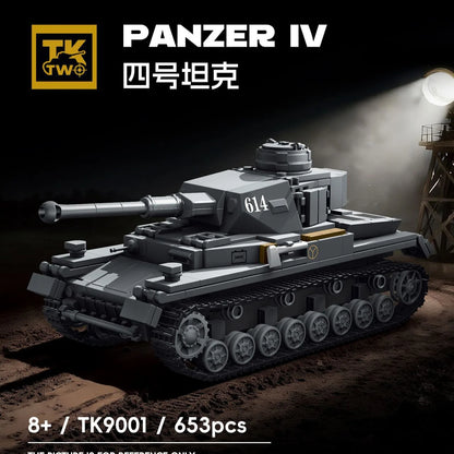WW2 German Panzer IV Tank Building Blocks Military Vehicle Brick Model Set