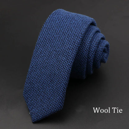 Men Necktie Wool Slim Brown Handmade Casual Ties Accessories