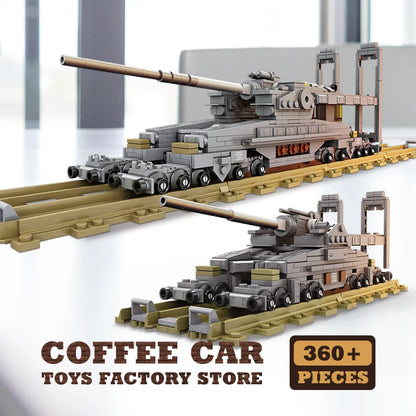 Army Railway Gun Building Blocks Military MOC Armoured Vehicle Brick Model Set