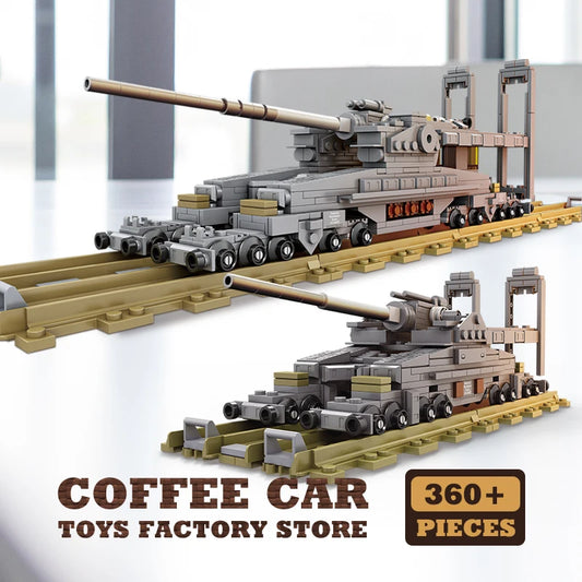 Army Railway Gun Building Blocks Military MOC Armoured Vehicle Brick Model Set