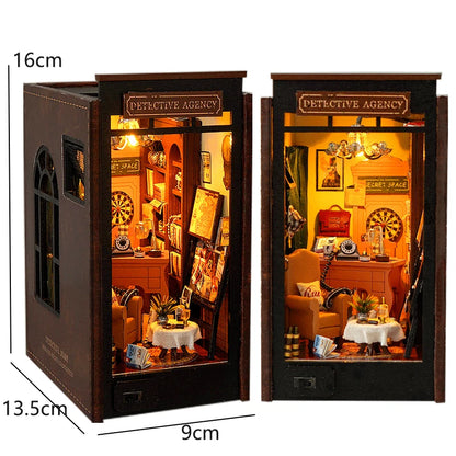 DIY Wooden Book Nook Mini Dollhouse 3D Puzzle Kit Bookshelf Insert Decor Gift - EXPROTAS