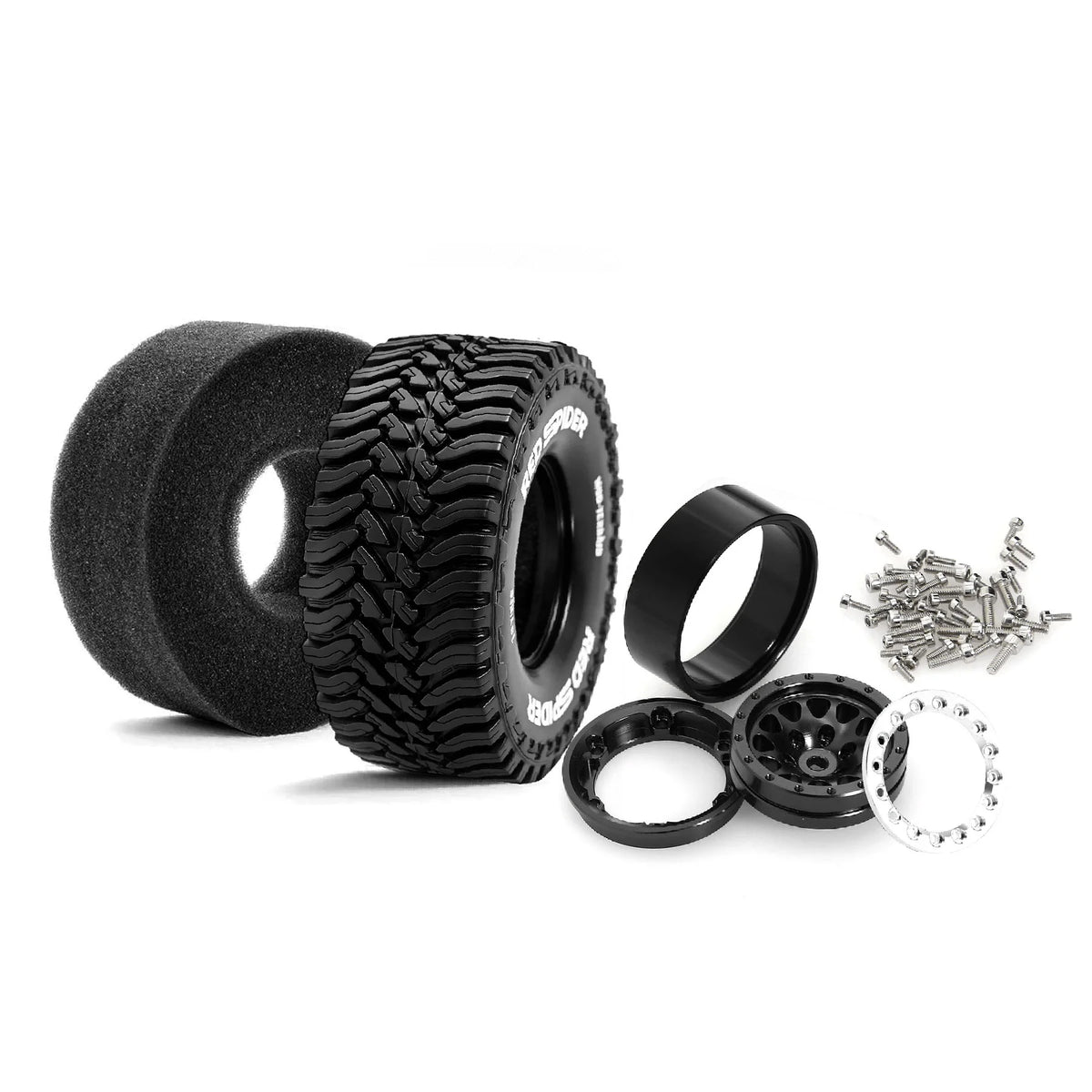 4Pcs Beadlock Wheels 1.3" Tires for RC Crawler 1/18 TRX4M SCX24 AX24