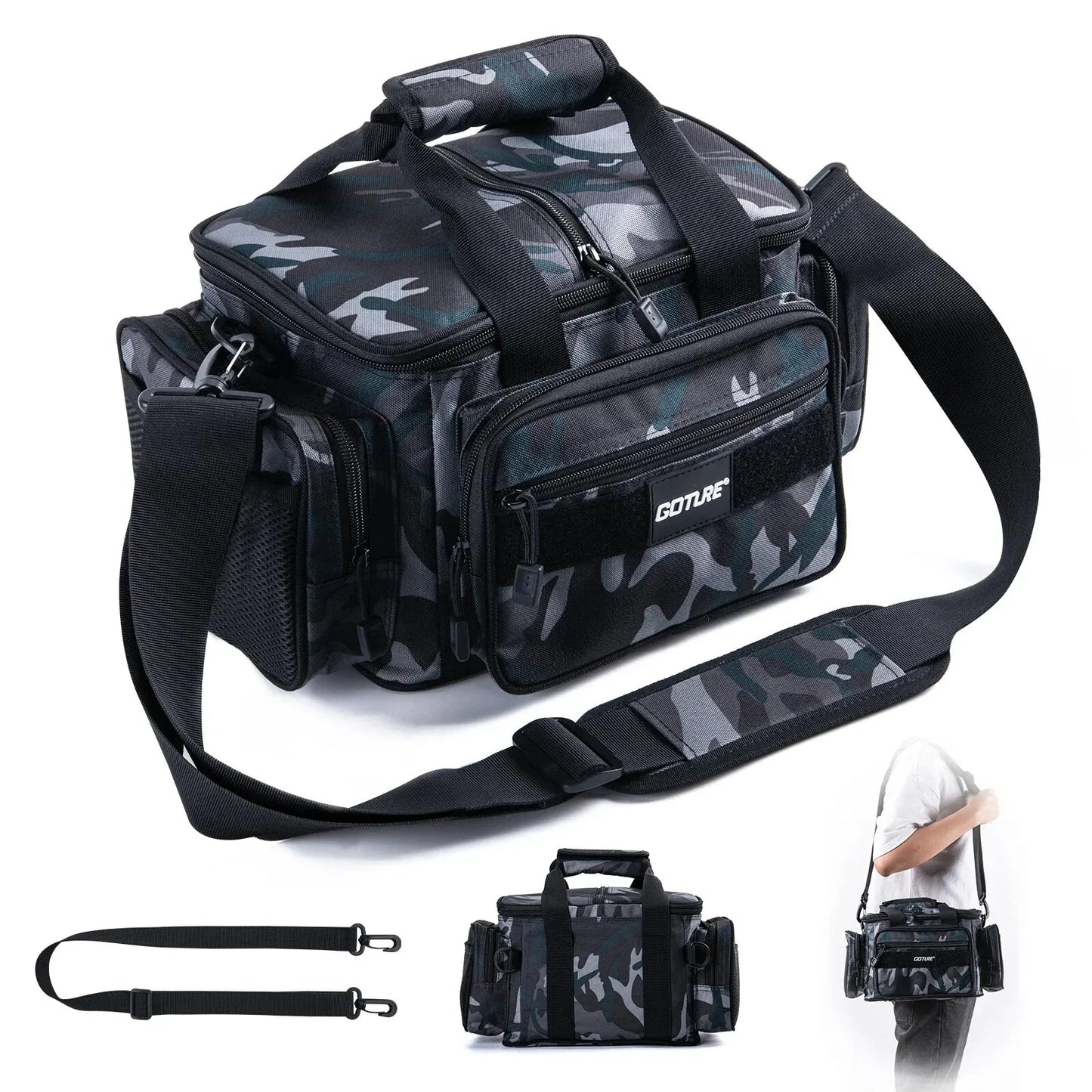 Fishing Tackle Bag Large Capacity Backpack 600D Oxford Waterproof Camping