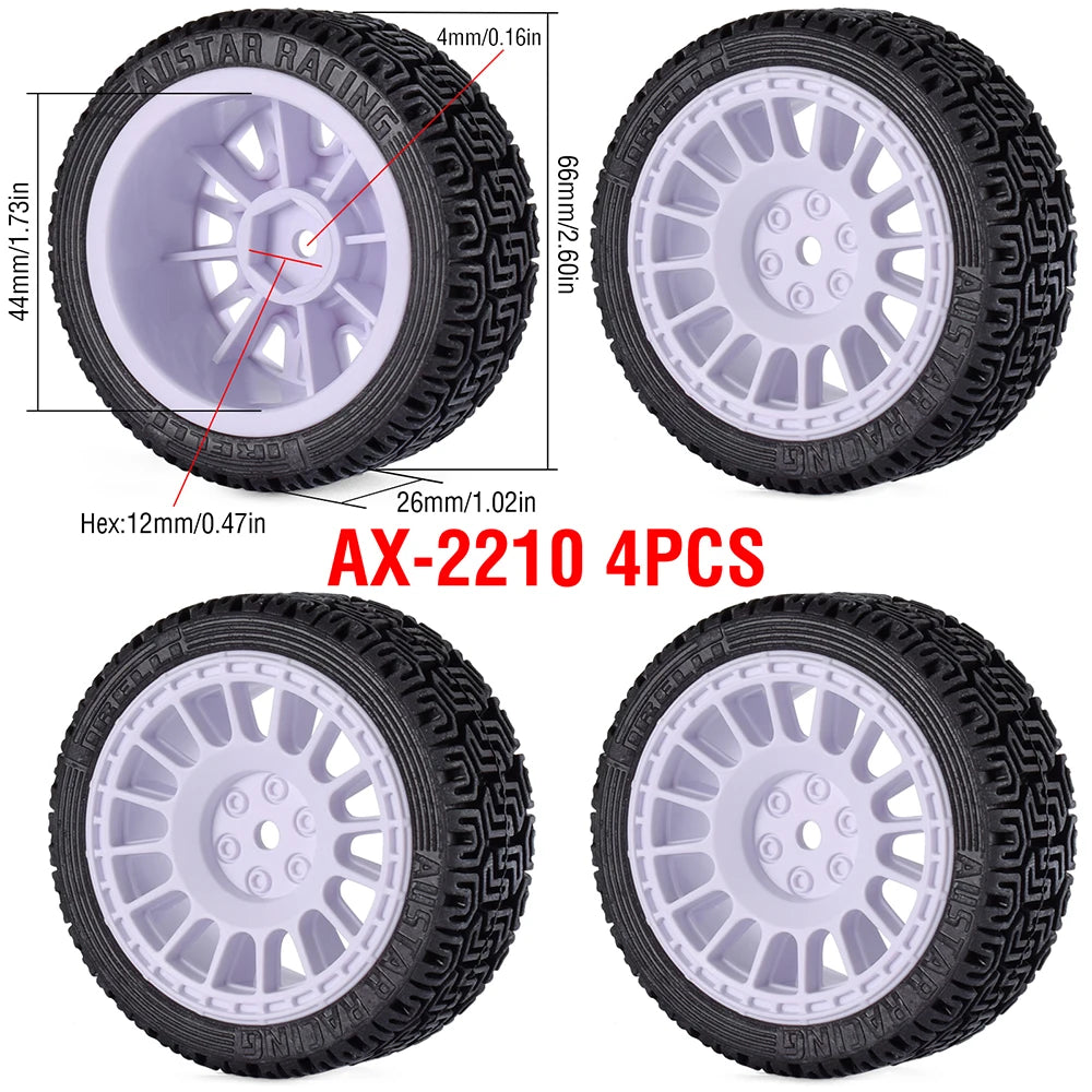 1/10 RC Wheels & Tires Set 12mm Hex On-Road Drift/Rally for Tamiya TT-02 Compatible Chassis