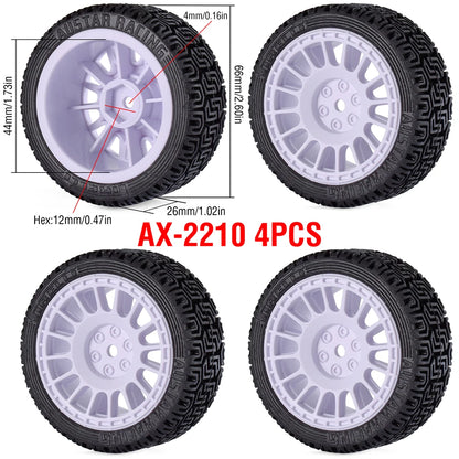 1/10 RC Wheels & Tires Set 12mm Hex On-Road Drift/Rally for Tamiya TT-02 Compatible Chassis