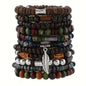 10Pcs Vintage Bohemia Men's Bracelets Stylish Leaves Wristwear Jewelry