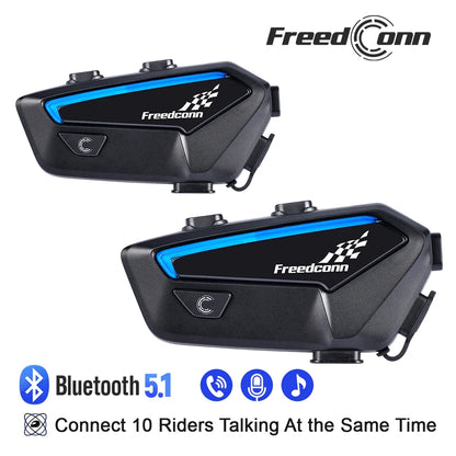 Motorcycle Helmet Intercom Freedconn FX Bluetooth Headset 10-Rider Pairing