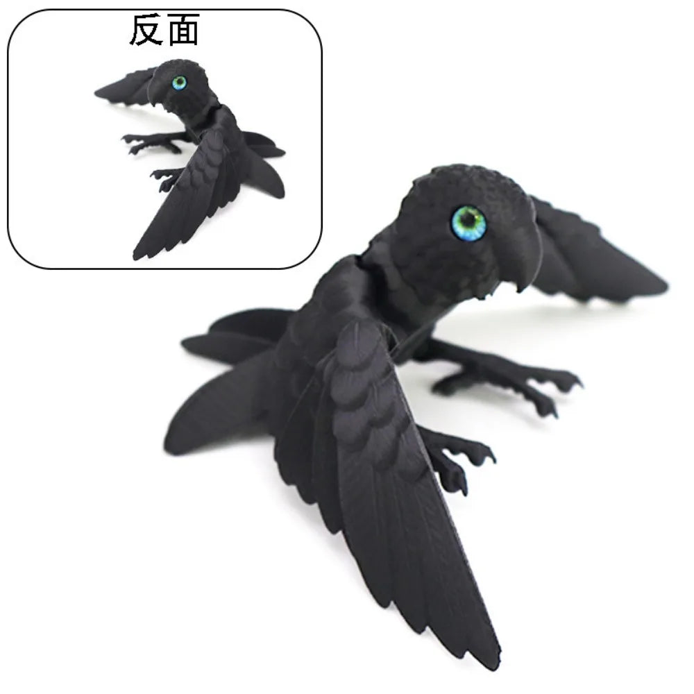 3D Printed Parrot Animal Statue Bird Flexible Model with Moveable Wings