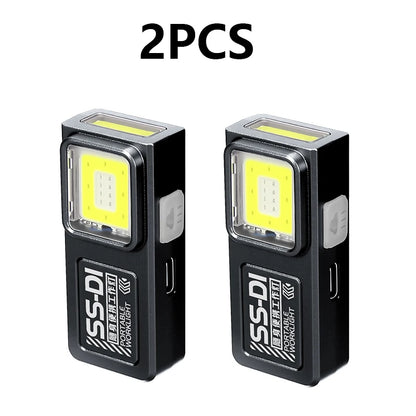 Mini LED Work Light USB Rechargeable COB Flashlight Magnetic Torch EDC