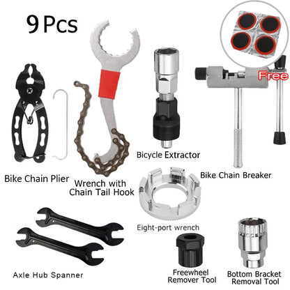 Bike Repair Tool Kit Chain Breaker Crank Puller Flywheel Remover Wrench