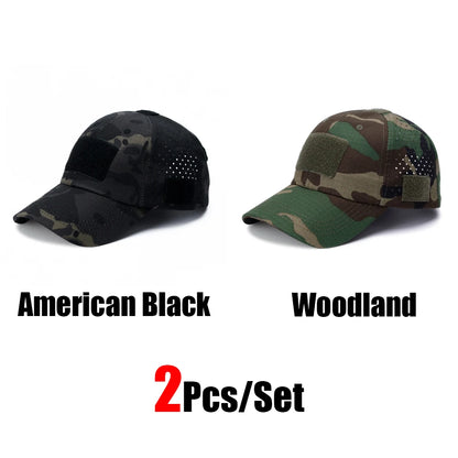 2Pcs Camouflage Baseball Cap Breathable Sun Hat Outdoor Hunting Fishing