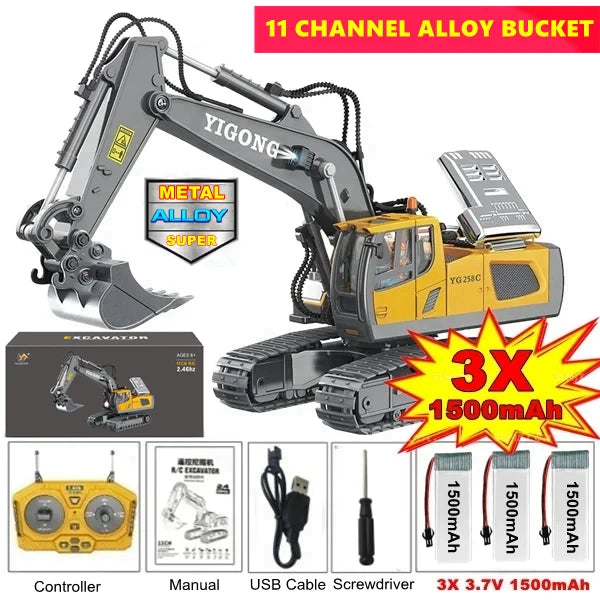 4WD RC Remote Control Excavator Truck Crawler Bulldozer Toy Vehicle