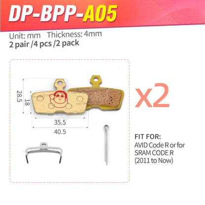 SRAM Code R RSC Avid Code All-Metal Brake Pads JSHOUBIKE Brass Powder