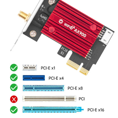 WiFi Adapter AX900 PCIe Wireless Network Card Dual-Band for Desktop Win 10/11