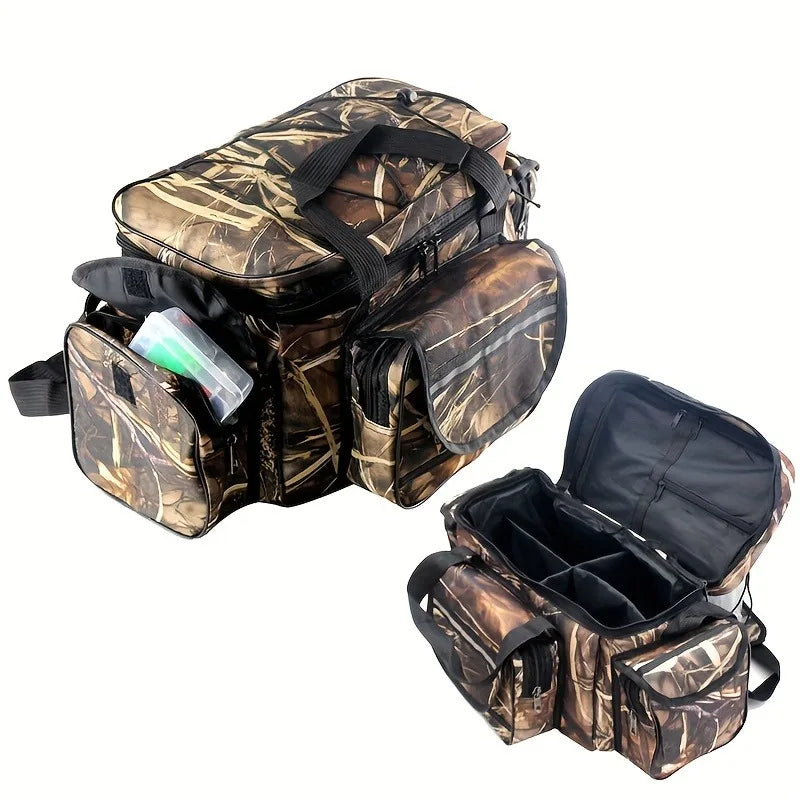 Large Waterproof Fishing Tackle Bag Shoulder Crossbody Gear Storage