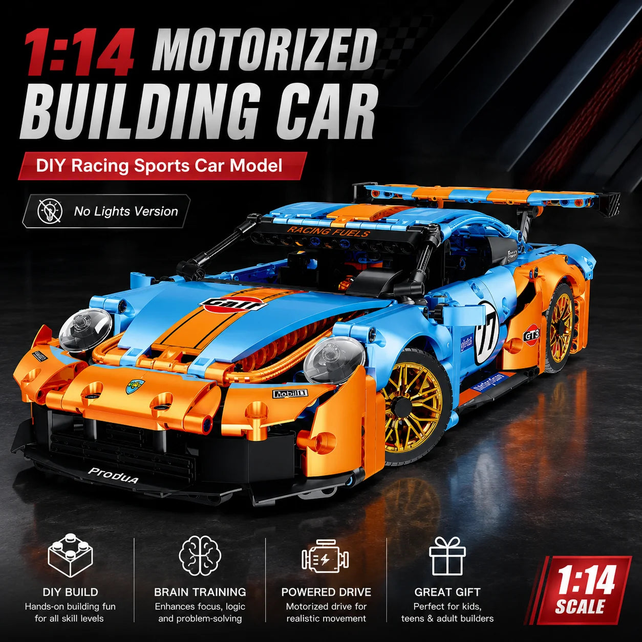 1:14 Building Block Supercar Model Kit DIY Assembly Plastic Educational Toy