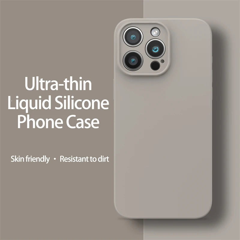 Ultra-Thin Liquid Silicone Case for iPhone 13-16 Pro Max Plus Soft Cover