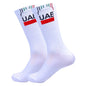 White UAE Cycling Socks FDJ Team Mesh Compression Non-Slip MTB Running
