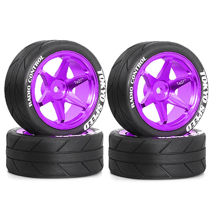 RED SPIDER 65mm Wheel Tires 12mm Hex Blue Rim for 1/10 1/12 1/14 RC Car