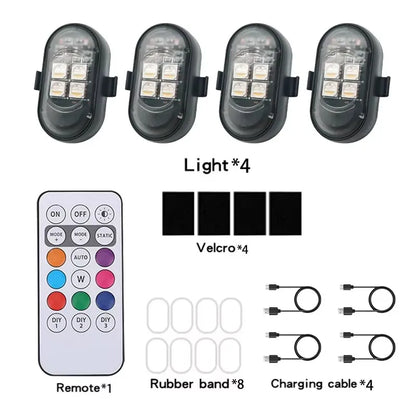 Wireless LED Strobe Lights for Motorcycle with USB Charging