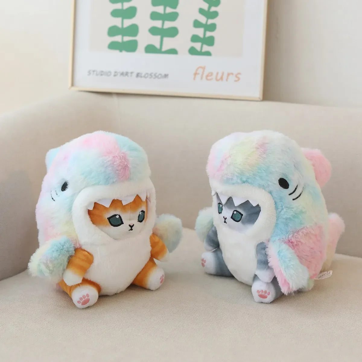 Kawaii Shark Cat Plush Soft Stuffed Doll Toy for Kids Birthday Gift