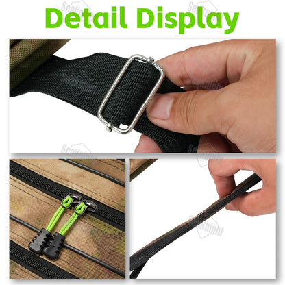 Fishing Rod Bag Portable 3-Layer Foldable Storage Case for Reel Tackle Gear