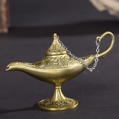 12cm Classic Aladdin Magic Genie Lamp Incense Burner Retro Wishing Oil Decor