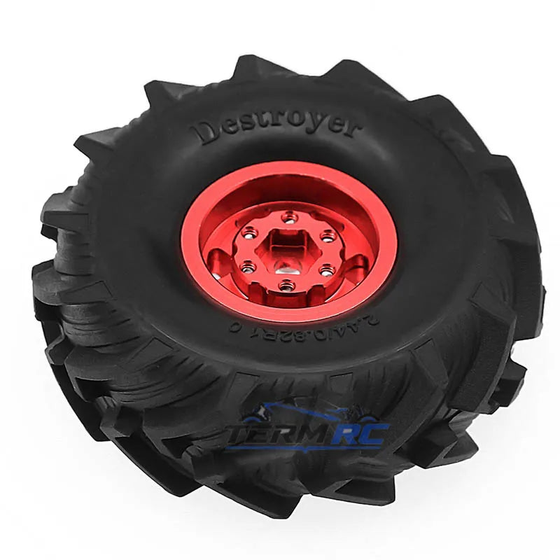4Pcs Beadlock Wheels 1.0" Rims Mud Tyres for RC Axial SCX24 TRX4M