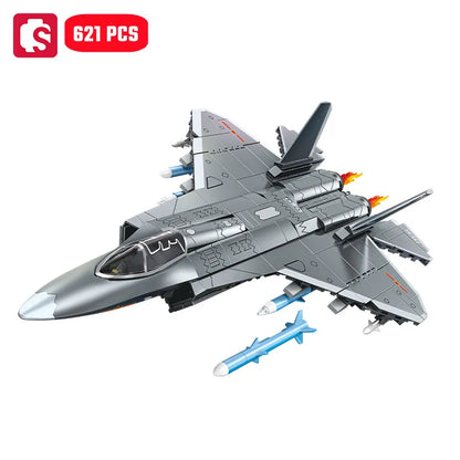 SEMBO J-35 Fighter Jet Building Blocks Military Aircraft MOC Model Bricks Toy Gift