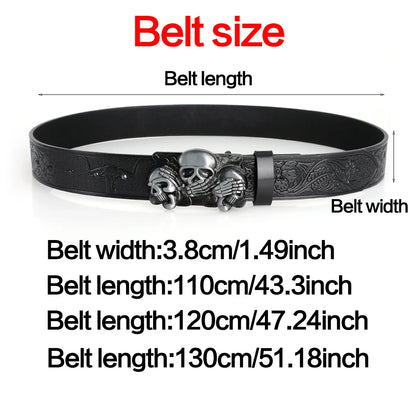 1Pcs PU Belt Skull Waist Punk Fashionable for Men Women Street Style