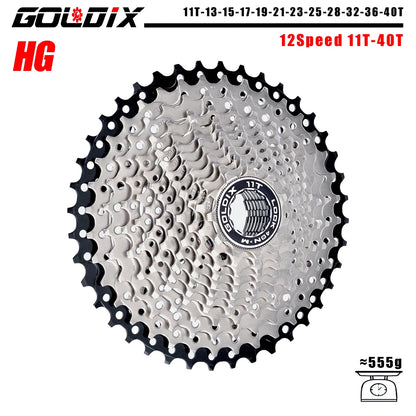 GOLDIX MTB Cassette 8/9/10/11/12 Speed 36T-52T HG for Shimano SRAM Freehub