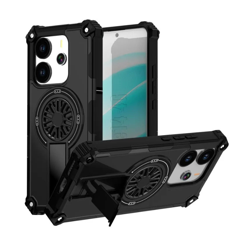 Redmi Note 14 4G 5G Pro Plus Magnetic Stand Armour Shockproof Hard Case