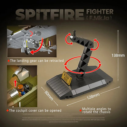 WW2 Fighter Plane Building Blocks Spitfire Yak-1B P-51 La-7 Bf-109E Set