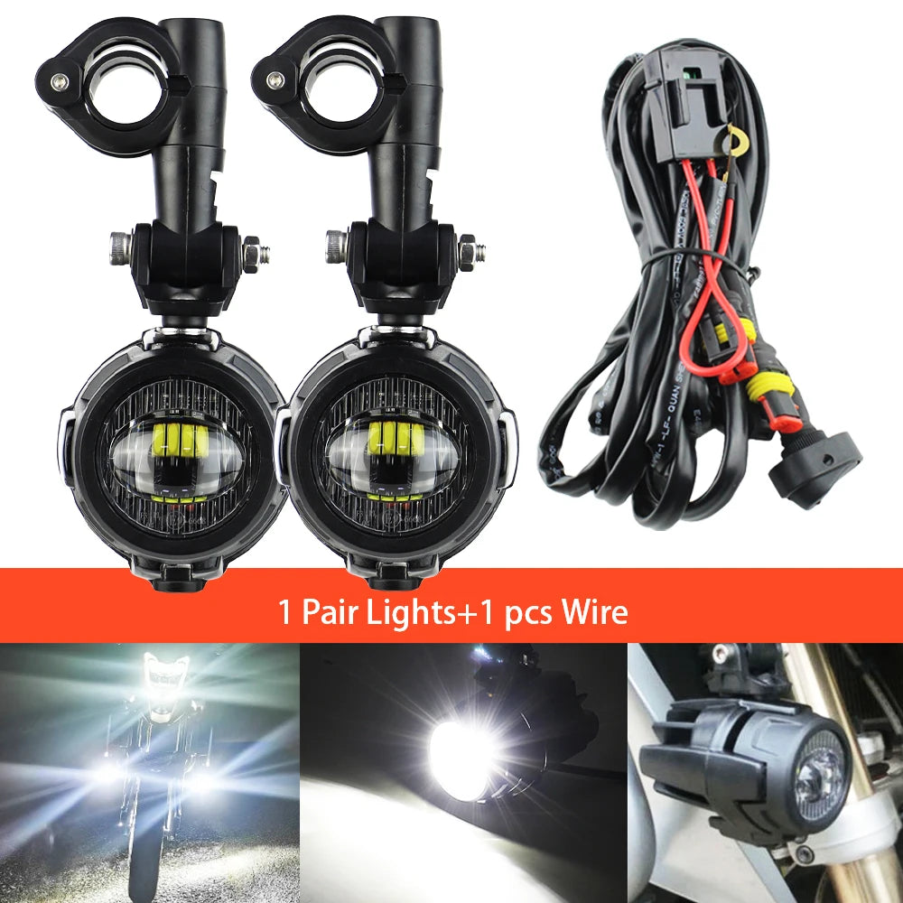 Auxiliary Lights LED Spot Driving Fog Lights for R1200GS F800GS K1600 Universal Motorcycle 40W 6000K Fog Lamps-EXPROTAS