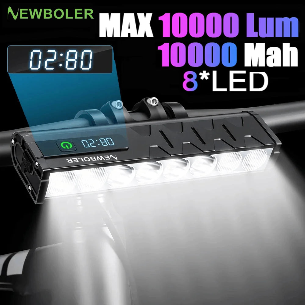 NEWBOLER Bicycle Front Headlight 10000 Lumen 10000mAh USB Rechargeable MTB
