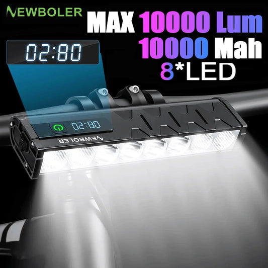 NEWBOLER Bicycle Front Headlight 10000 Lumen 10000mAh USB Rechargeable MTB