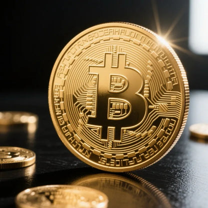 Gold Plated Bitcoin Coin Collectible Art Commemorative Virtual Crypto