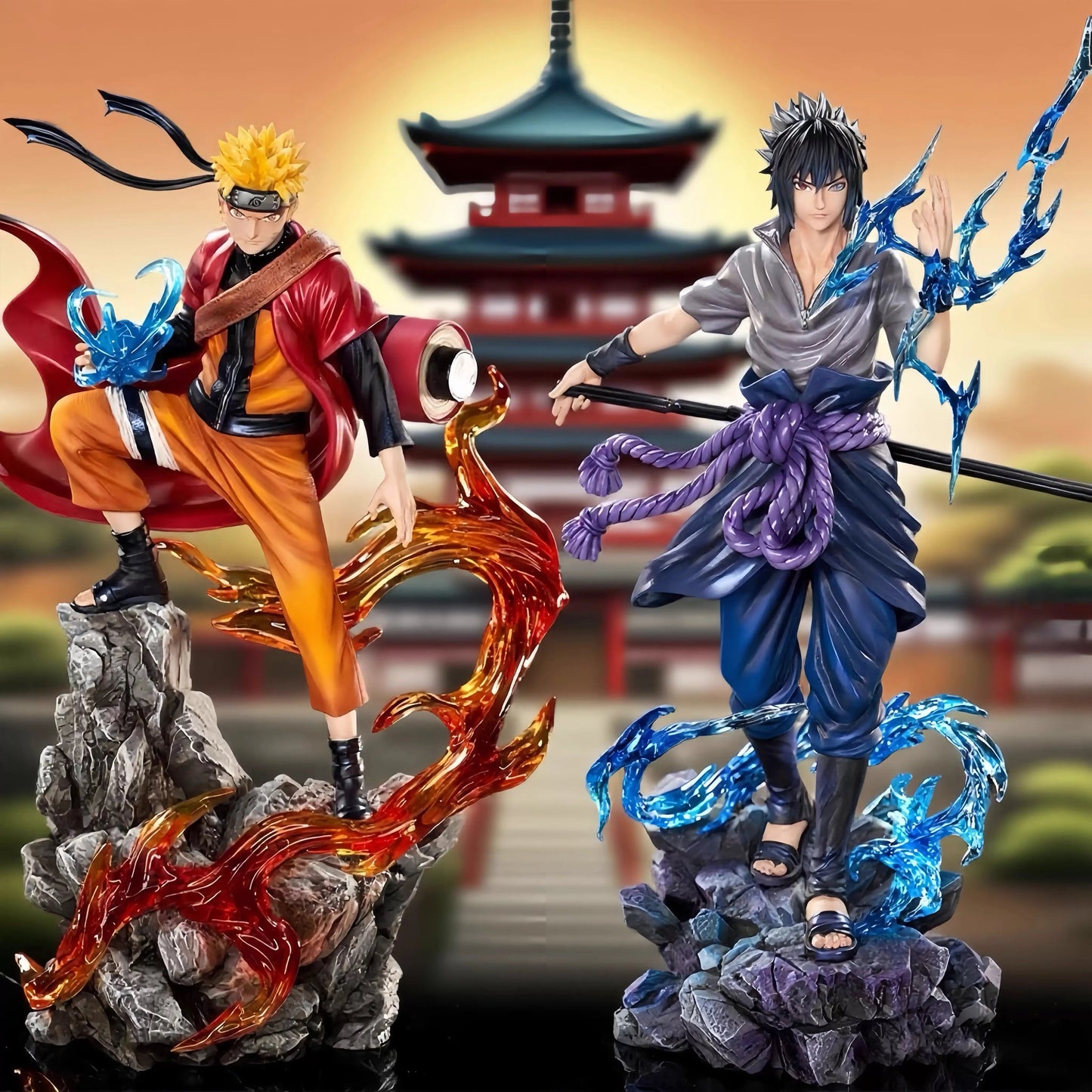 23cm Naruto Uzumaki Sasuke Uchiha Figure PVC Anime Action Statue Model Toy