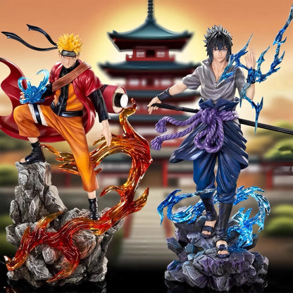 23cm Naruto Uzumaki Sasuke Uchiha Figure PVC Anime Action Statue Model Toy