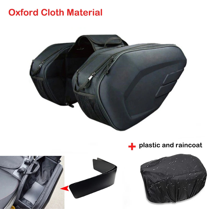 Motorcycle Saddle Bag Waterproof Riding Travel Bag with Rain Cover One Pair Short Eye-Catching Design for Motorbike Helmet