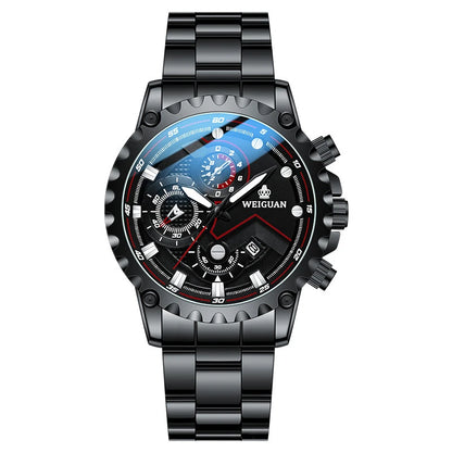 Men’s Black Stainless Steel Watch Luminous Waterproof Calendar Fashion Quartz Gift