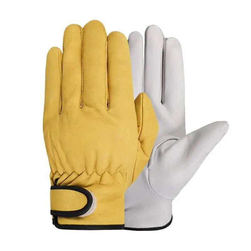 Leather Work Gloves Driver Lorry Fleece Lined Safety Truck Welding Pairs