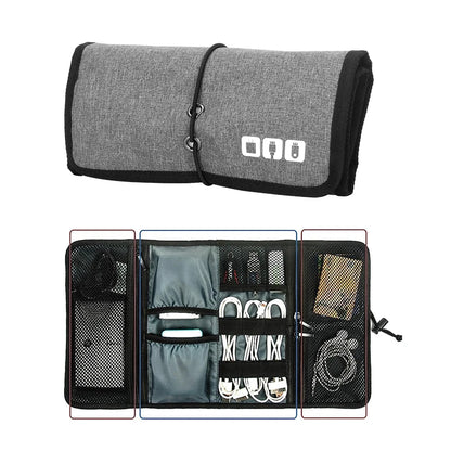 Electronic Organizer Cord Pouch, Travel Cable Charger Phone Accessories Bag Organizer Roll up Tech Carrying Case for USB Cables-EXPROTAS