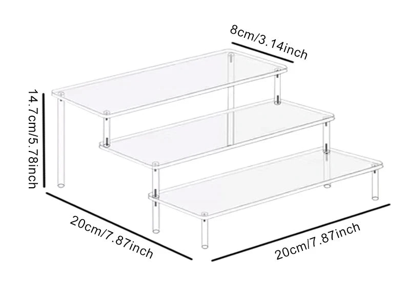 Acrylic Display Stand 1-4 Tier Transparent Shelf for Cupcake Perfume Doll