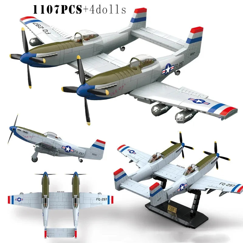 QUAN GUAN 100281 F-82E Twin Mustang Fighter Building Blocks Aircraft Toy Set