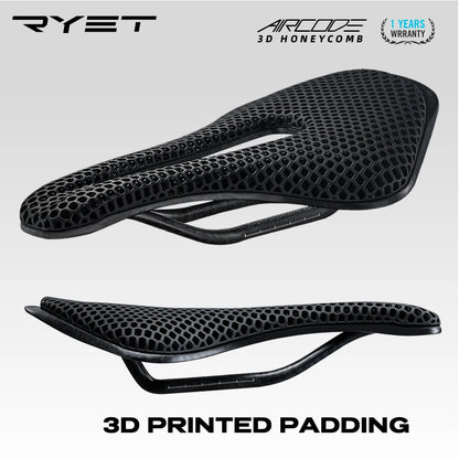 RYET 3D Printed Carbon Saddle Ultralight Hollow Breathable for MTB Gravel Road
